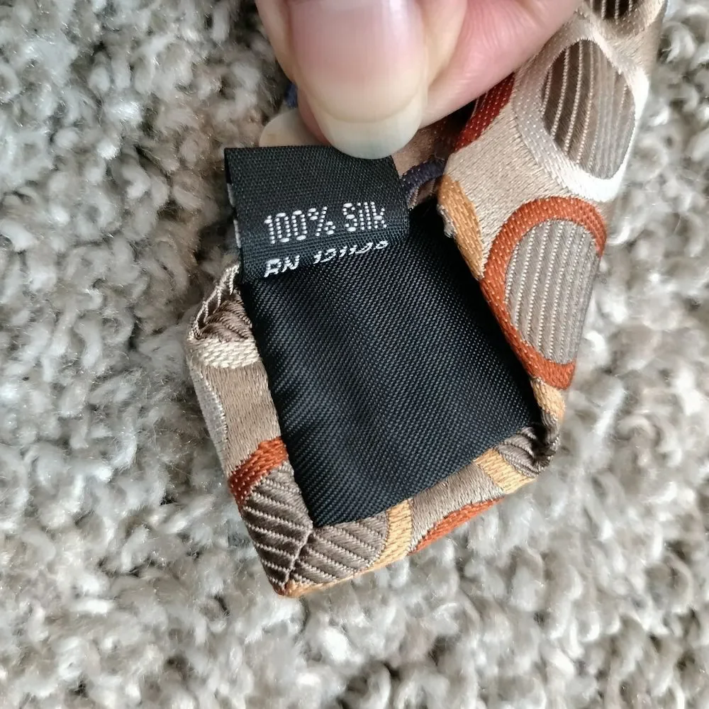 Michael Kors Necktie Men's Circle Shapes Multi Colors Bronze Silk